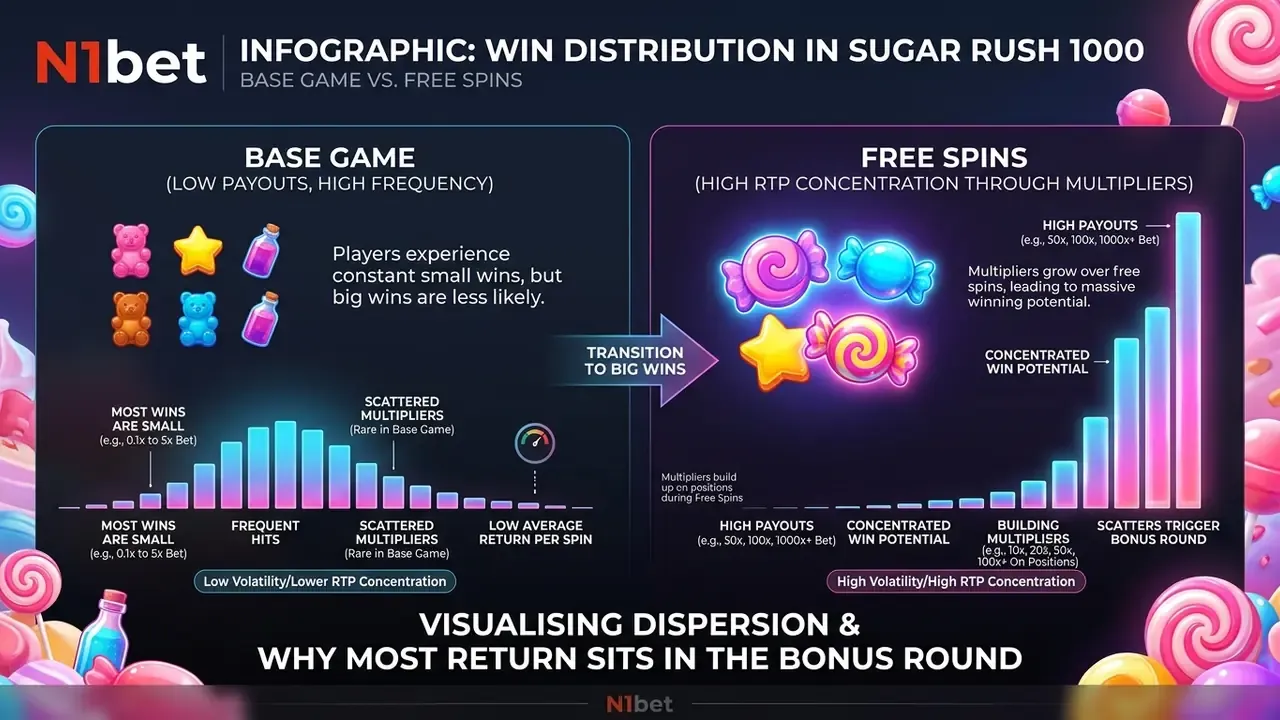 sugar rush 1000 volatility and rtp distribution chart